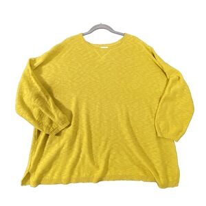 J. Jill Cotton‎ Pullover Sweater Mustard Yellow Logenlook Womens 2X Eco Friendly